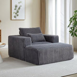 62.5-Inch Corduroy Sponge Sofa Lounge Chair with Removable footrest,No Assembly Required,Fluffy W834P206049