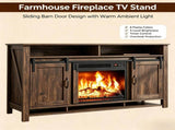 Rotten Wood Finish Fireplace TV Stand, 147.5*39*76cm, Embossed Particle Board with Melamine Foil, 46705287