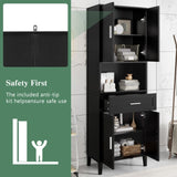 70.9" High Freestanding Tall Bathroom Cabinet with a Drawer, 2 Cabinets, 4 Soft-Close Doors, 2 N729P272001B
