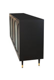Accent Cabinet Black Lacquered Wooden Cabinet with 4 Glass Doors Sideboard Buffet Server Cabinet W1435133310