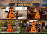 5 ft Lighted 3-Tier Pop-Up Pumpkin Halloween Decoration with Witch Hat, Cape, Bat Wings and 130 Warm 74132199