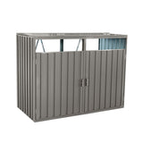 Garbage Bin Shed Stores 2 Trash Cans Metal Outdoor Bin Shed for Garbage Storage,Stainless Galvanized 36500696