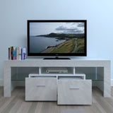 Household Decoration LED TV Cabinet with Two Drawers White 29211393