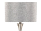 Lenuxe 24" Contemporary Metal Table Lamp in Polished Nickel and Grey Sparkly Linen Shade with Silver B202P224076