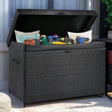 K&K 230 Gallon Wicker Deck Box with Wheels, All-Weather Outdoor Storage Box, Rattan Storage Bin for N707P245458B