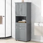 ZUN Tall Bathroom Cabinet with Laundry Basket, Large Space Tilt-Out Laundry Hamper and Upper WF323481AAE