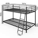Twin Size Metal Bunk Bed for Kids Teens Adults, Heavy Duty Metal Bunk Bed with Ladder & Full-Length 72445538