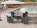 ZUN 5 Piece Outdoor Dining Set All-Weather Wicker Patio Dining Table and Chairs with Cushions, Round 25238581