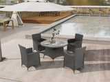 ZUN 5 Piece Outdoor Dining Set All-Weather Wicker Patio Dining Table and Chairs with Cushions, Round 25238581