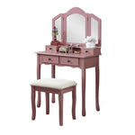 ZUN Sanlo Wooden Vanity Make Up Table and Stool Set, Rose Gold T2574P162837