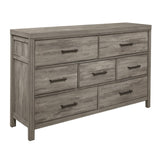 ZUN Rustic Style Bedroom Dresser of 7 Drawers Weathered Gray Finish Premium Melamine Laminate Wooden B011P146008