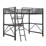 ZUN Full Size Loft Metal&MDF Bed with Desk and Shelf, Black 26455589