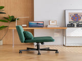 Green Velvet Criss Cross Armless Office Chair with Wheels - Versatile for Home Office, Meditation & W3394P329164