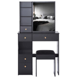 ZUN Small Size Left Drawer Desktop Vanity Table + Cushioned Stool, Extra Large Sliding Mirror, Multi W936P202257