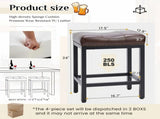 24 Inch Saddle Bar Stool Set of 2 PU Leather Counter Stools with Steel Frame and Footrest, Brown 75183791