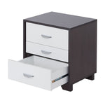 ZUN White and Black 3-drawer Rectangular Accent Table B062P181404