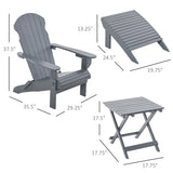 ZUN 3-Piece Folding Adirondack Chair with Ottoman and Side Table, Outdoor Wooden Fire Pit Chairs w/ W2225142506