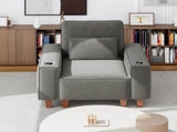 Dark Gray Chenille Deep Seat Single Sofa Chair with Brushed Stainless Steel Cup Holder and 41805235