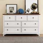 ZUN Wooden Captain Seven-Drawer Dresser for Bedroom, Living Room, Kids' Room, White+Walnut 06995691