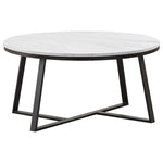 ZUN White Faux Marble and Matte Black Coffee Table B062P145515