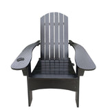 Outdoor or indoor Wood Adirondack chair with an hole to hold umbrella on the arm ,Black W2297P143394