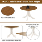 ZUN TOPMAX Mid-Century Solid Wood Round Dining Table for Small Places, Walnut Table WF296298AAD