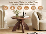 Round Side, 23.6 Inch Circular End with Curved Cross Legs, Melamine Laminated MDF Accent 72468890