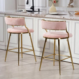 (SET of 2) 26'' Counter height bar stools Corduroy kitchen island counter bar stool with back,golden W2215P290561