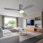 ZUN 52 Inch Ceiling Fan Lights 3 Solid Wood Fan Blade Noiseless Reversible Motor Remote Control W93443059