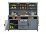 (With Assembly Video) Large Fir Wood Potting Bench, 45.3''L Multi-Functional Outdoor Patio N717P404332E