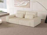 Modern Corduroy Loveseat with 2 Throw Pillows, Soft Double Seat Sofa for Cozy Living Spaces, Ribbed 01204912