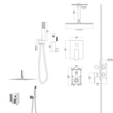 Dual Shower Head - 10 Inch Ceiling Mount Square Shower System with Rough-in Valve, Brushed Nickel W124357677