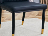 Modern Dining Chairs Set of 4, Black PU Leather Upholstered Chairs with High Back and Chrome Metal W3493P427136