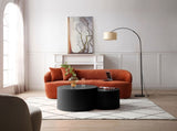 Black Nesting table set of 2 Round and Half Moon Shapes,No Need Assembly W876P271183