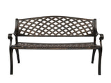 40.5" Outdoor Cast Aluminum Bench With Mesh Backrest Seat Surface 24289313