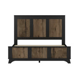 Farmhouse Wooden Platform Queen Size Bed, Modern Platform Bed with Wooden Strip Decoration, Plywood WF530906AAB