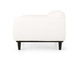 Boucl Fabric Loveseat Sofa - 50 Inch White Upholstered 2-Seater with Black Legs, Comfortable & N762P407898W