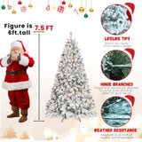 Artificial 7.5ft Flocked Christmas Tree with 1474 PVC Branch Tips, Pine cone*49pcs, 550L warm white 79488133