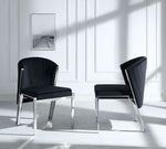 ZUN ACME Fallon Side Chair , Black Velvet & Mirrored Silver Finish DN01955