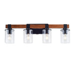 ZUN 4-Light E26 Bulb Industrial Style Farmhouse Wall Light , Rustic Wood Bathroom Vanity Lights with W2877P216930