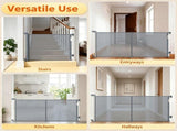 Retractable Baby Gate, 71in Wide Mesh Safety Gate with Double Lock, One-Hand Operation, No Bottom 79263297