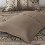 7 Piece Jacquard Comforter Set Brown/Gold Cal King B03597002