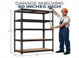 Heavy Duty Garage Shelving Unit, 2400LBS Metal Storage Shelves, 60"H x 28"W x 12"D, 5-Tier 01213112