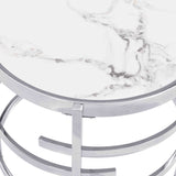 Modern Round End Table with Sintered Stone Top, Chrome/ Silver End Table for Living Room 20.67''W x W821114994