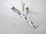 24 Inch Linear Shower Drain with Removable Brick Patterned Grate Cover, 304 Stainless Steel Shower 35704059