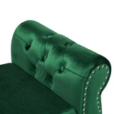 Velvet Multifunctional Storage Rectangular ottoman bench with 1 Pillow, Dark Green, Emerald N769P186110E