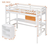 ZUN Twin size Loft Bed with Desk and Writing Board, Wooden Loft Bed with Desk & 2 Drawers Cabinet- White 69005243