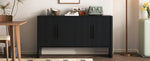 ZUN TREXM 4-Door Large Storage Retro Sideboard with Adjustable Shelves and Long Handles for Kitchen, N715P190423B