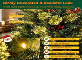 Set of 2 5FT Pre-Lit Potted Artificial Christmas Tree, 100 Warm White LEDs with Pine Cones Red 22570737
