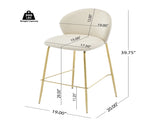 Kira Indoor Upholstered Bar Stool, Beige Fabric with Metal Frame, Set of 2 N775P263305B